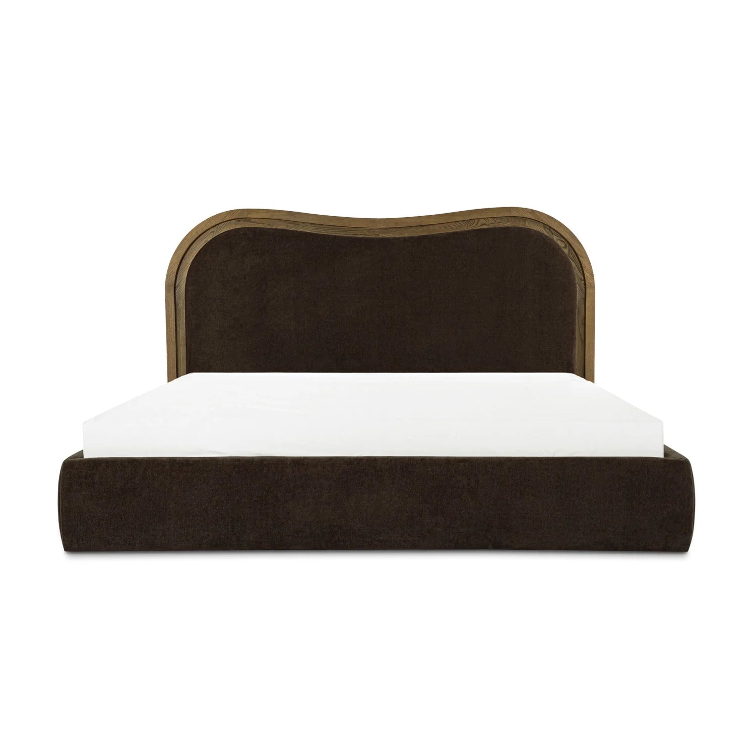 Luxury Modern Brown Upholstered Bed European Style for Villa