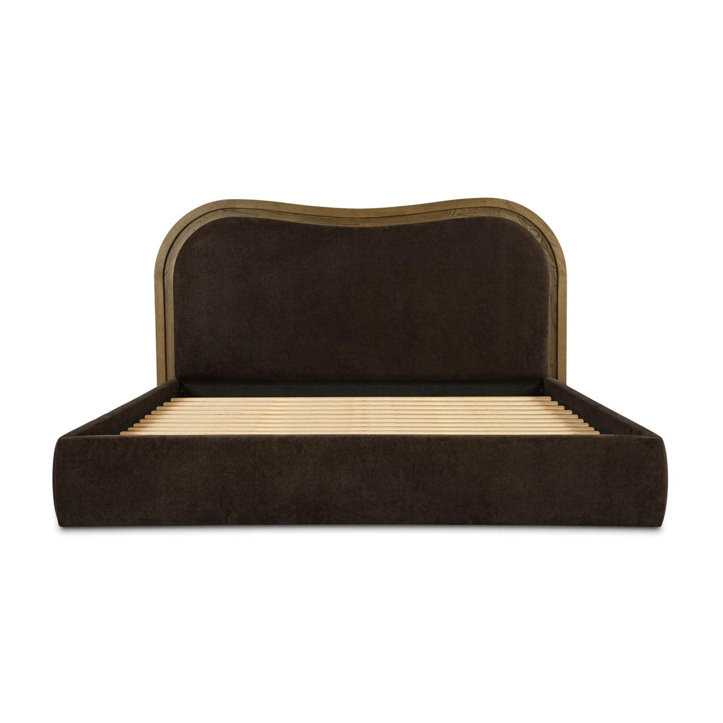 Luxury Modern Brown Upholstered Bed European Style for Villa
