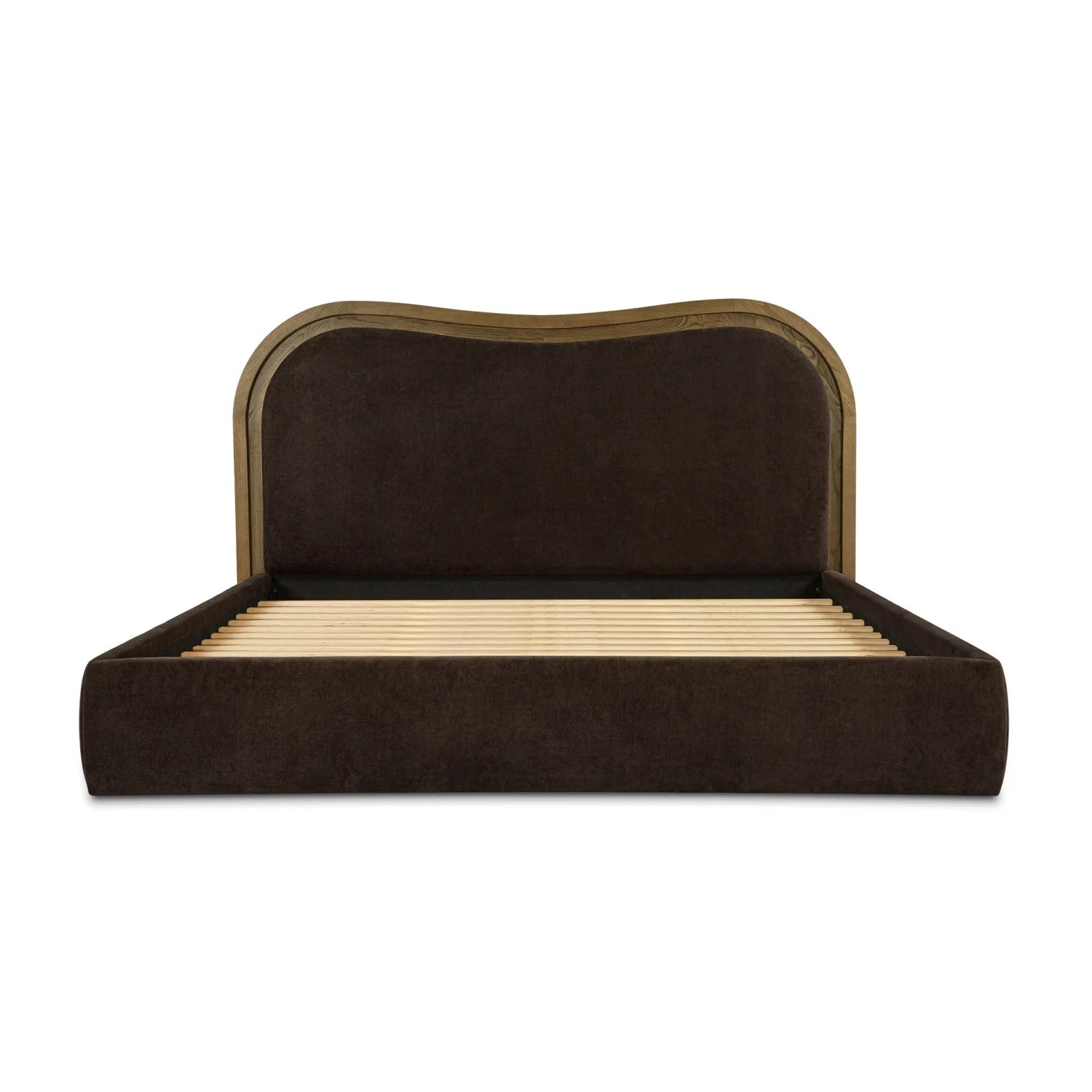 Luxury Modern Brown Upholstered Bed European Style for Villa