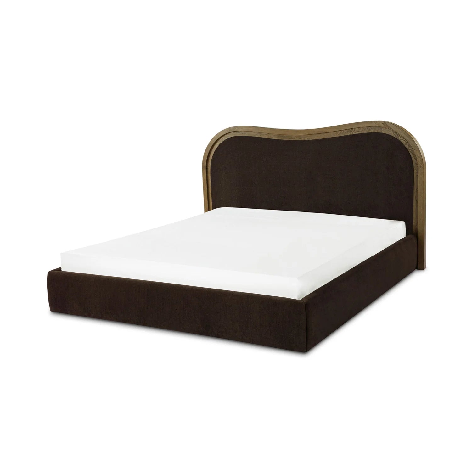 Luxury Modern Brown Upholstered Bed European Style for Villa
