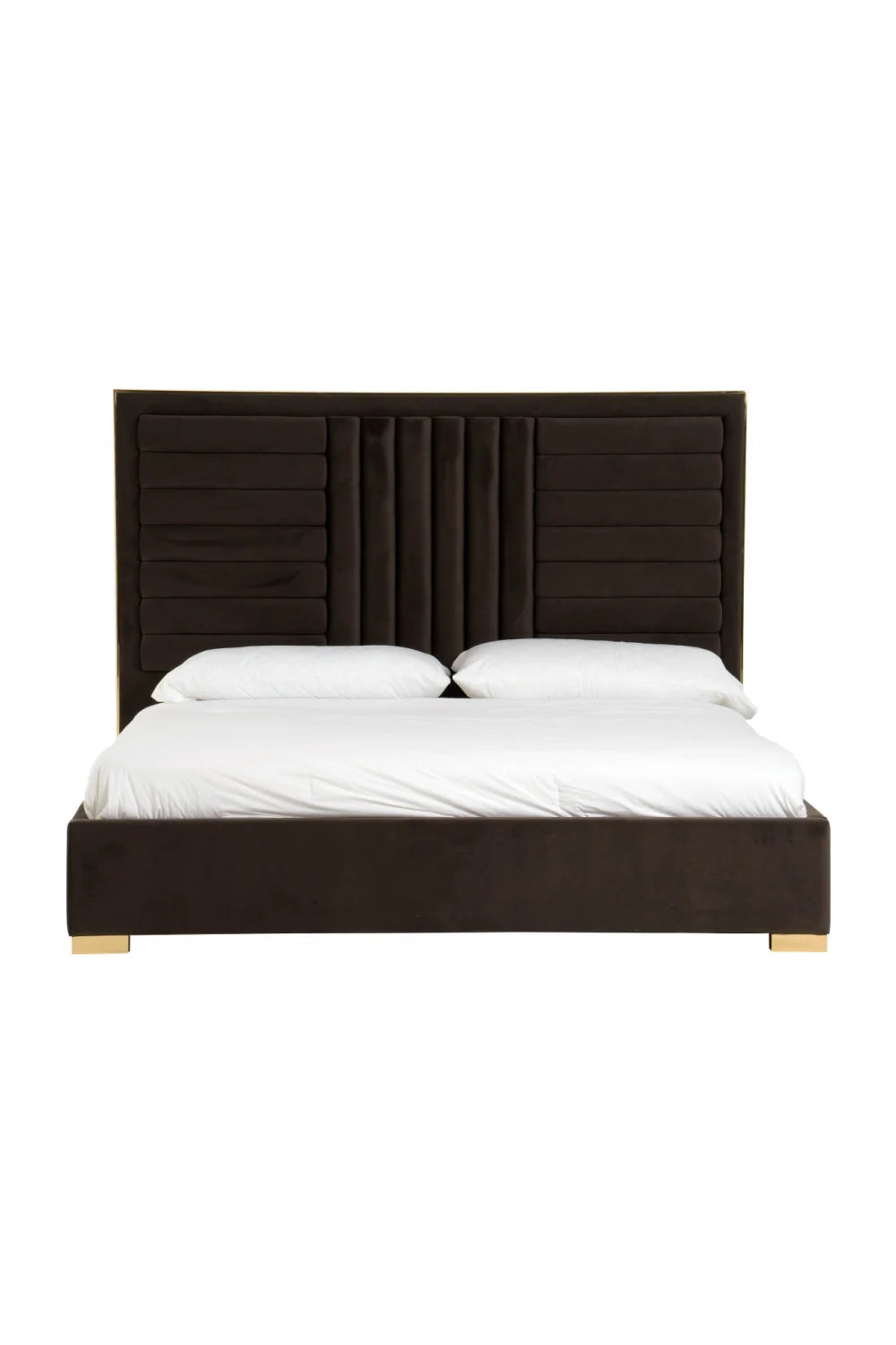 Luxury Modern Brown Velvet Bed European Style for Villa