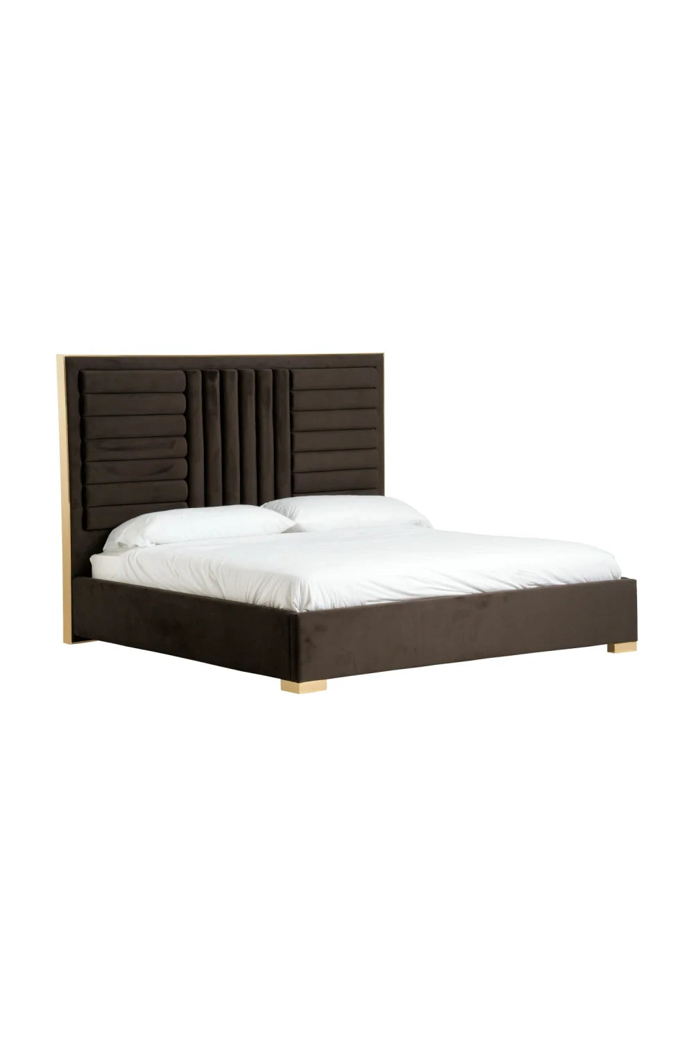Luxury Modern Brown Velvet Bed European Style for Villa
