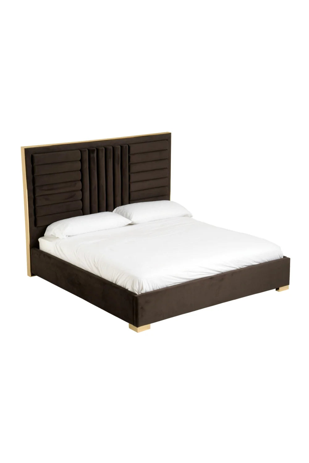 Luxury Modern Brown Velvet Bed European Style for Villa