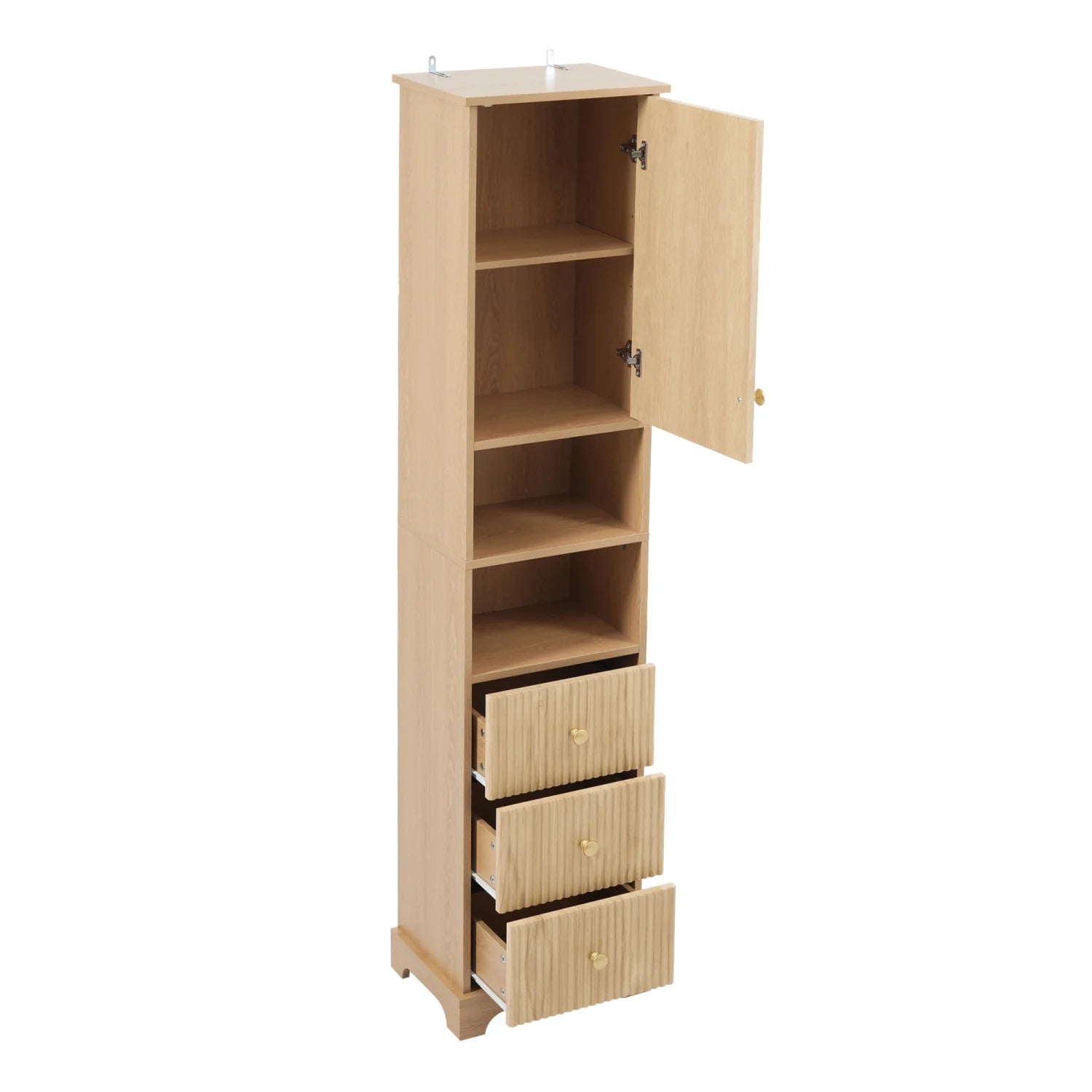 Luxury Modern Brown Wood Bathroom Cabinet European Style for Villa