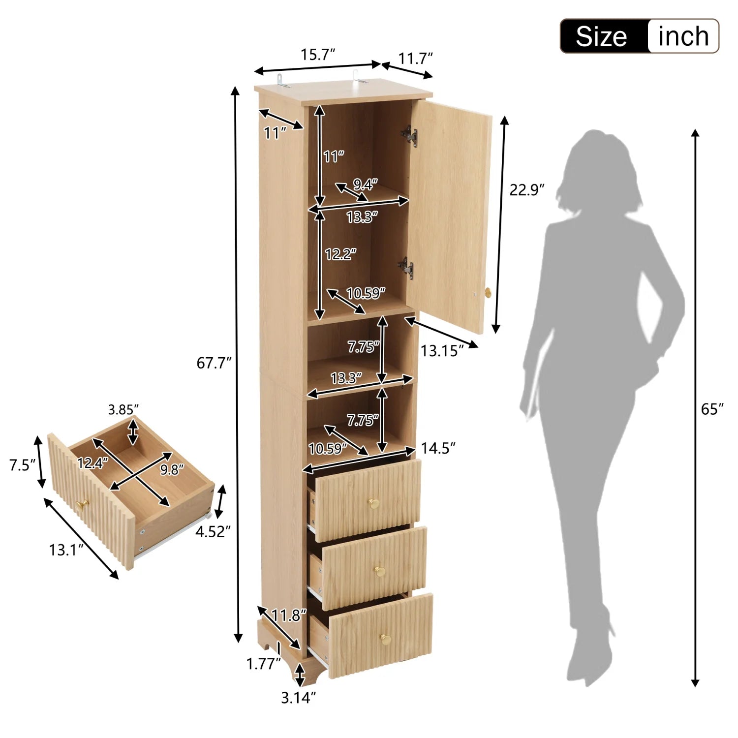 Luxury Modern Brown Wood Bathroom Cabinet European Style for Villa