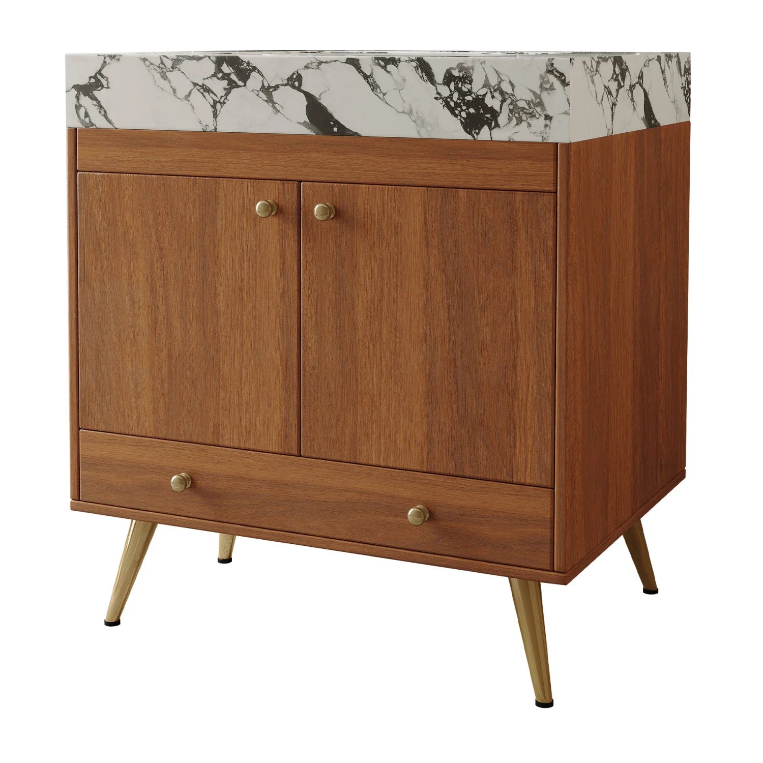 Luxury Modern Brown Wood Bathroom Vanity European Style for Villa