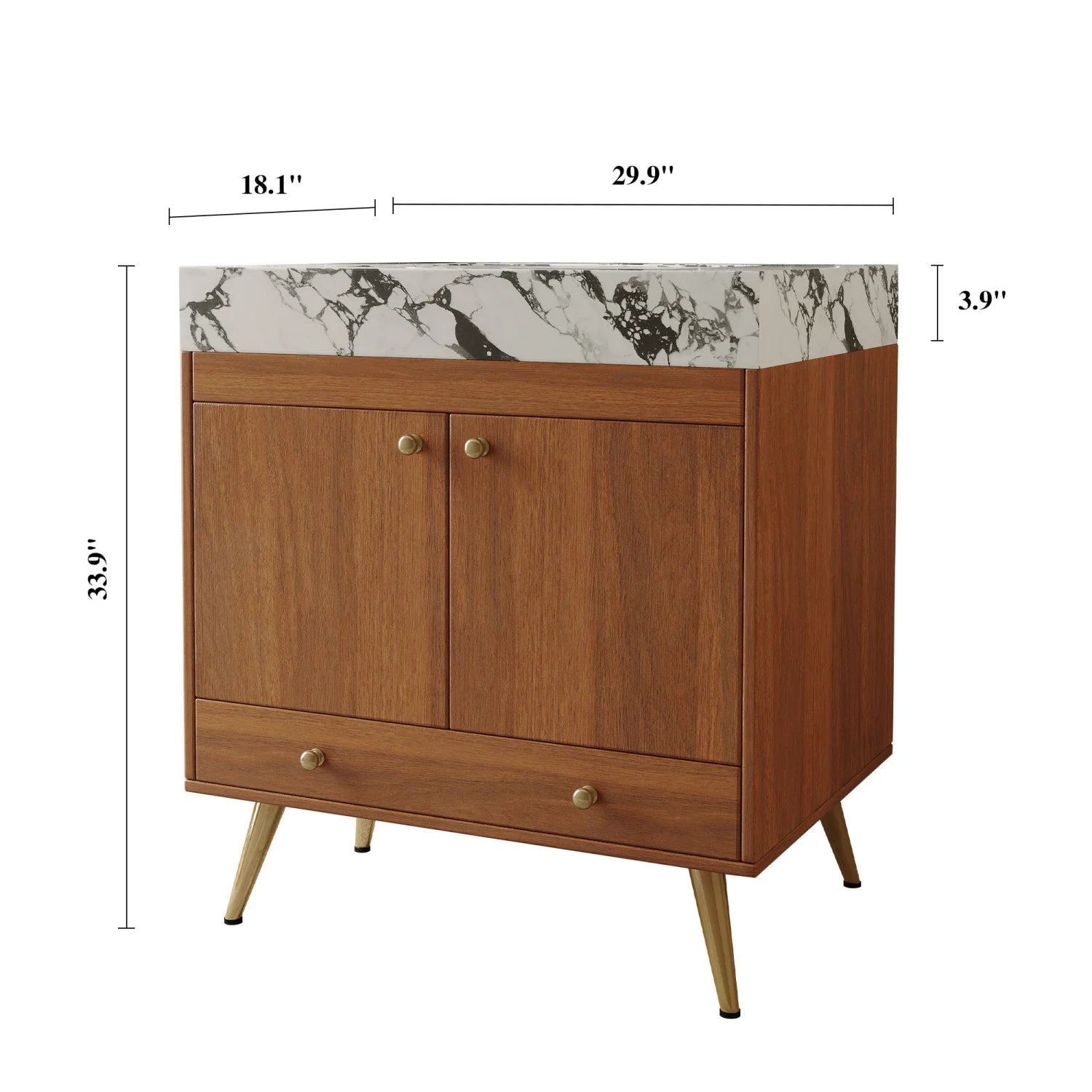 Luxury Modern Brown Wood Bathroom Vanity European Style for Villa