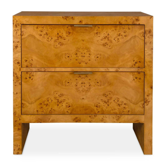 Luxury Modern Burl 2-Drawer Chest European Style for Villa