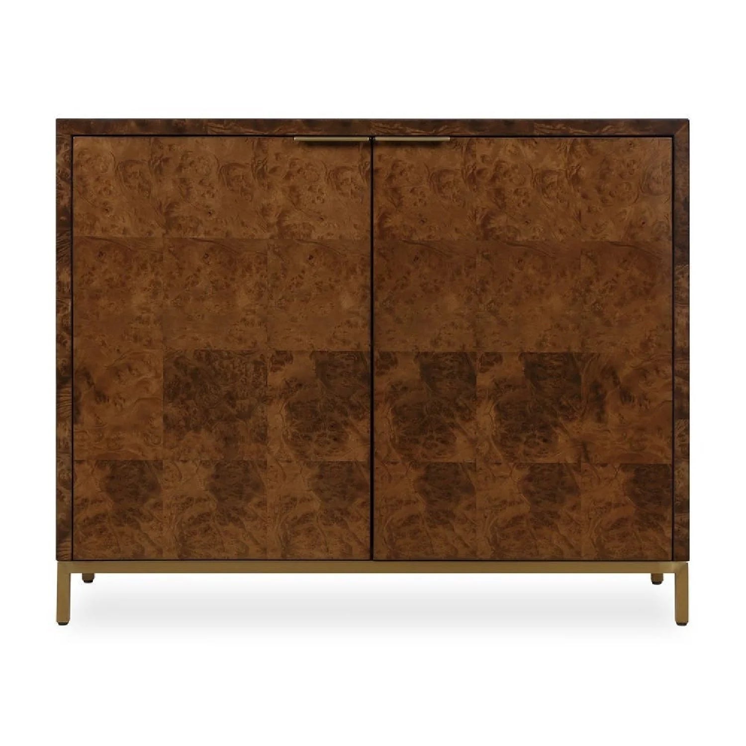 Luxury Modern Burl Wood 2-Door Cabinet European Style for Villa