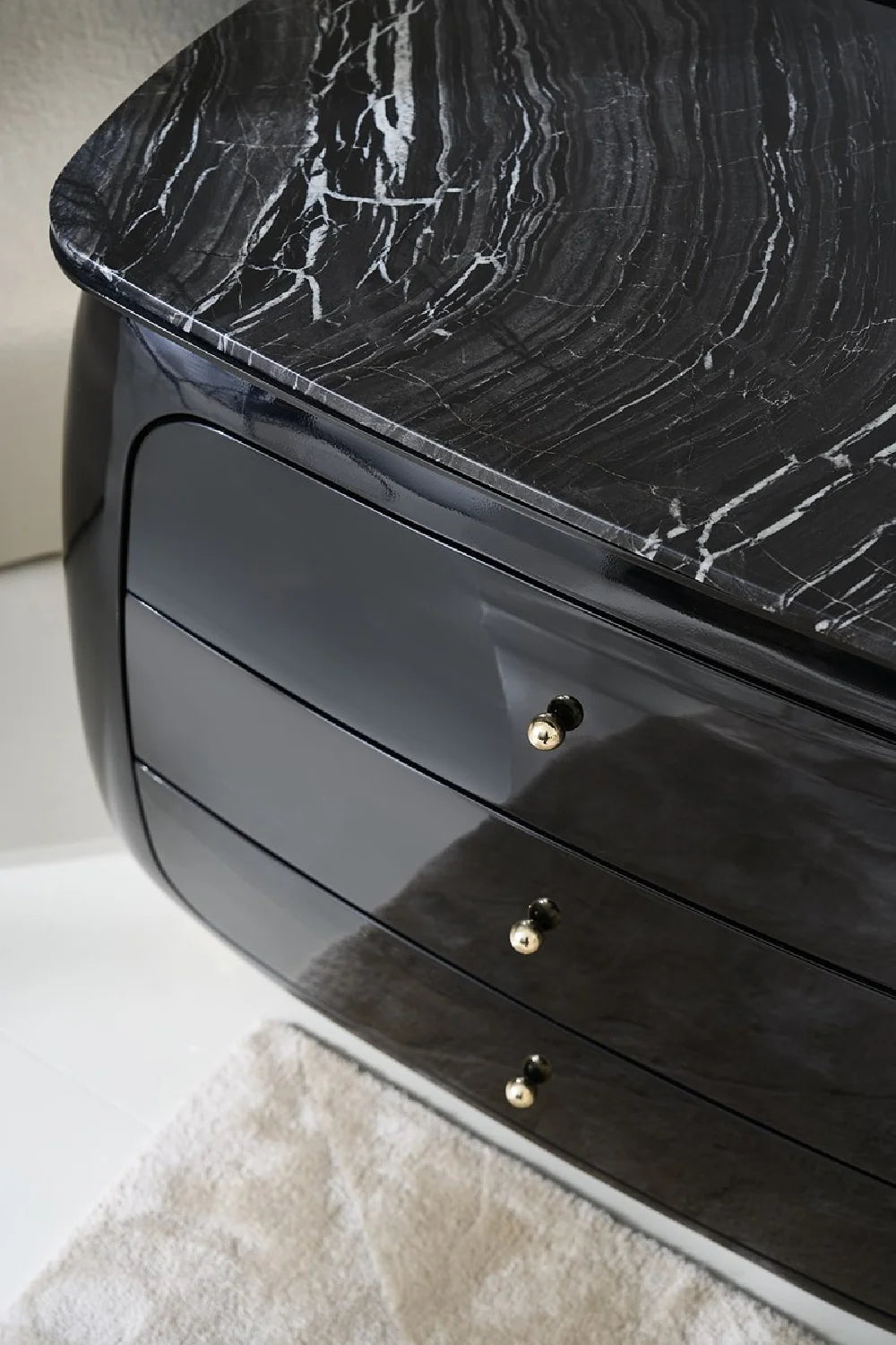 Luxury Modern Cabochon 3-Drawer Nightstand European Style for Villa
