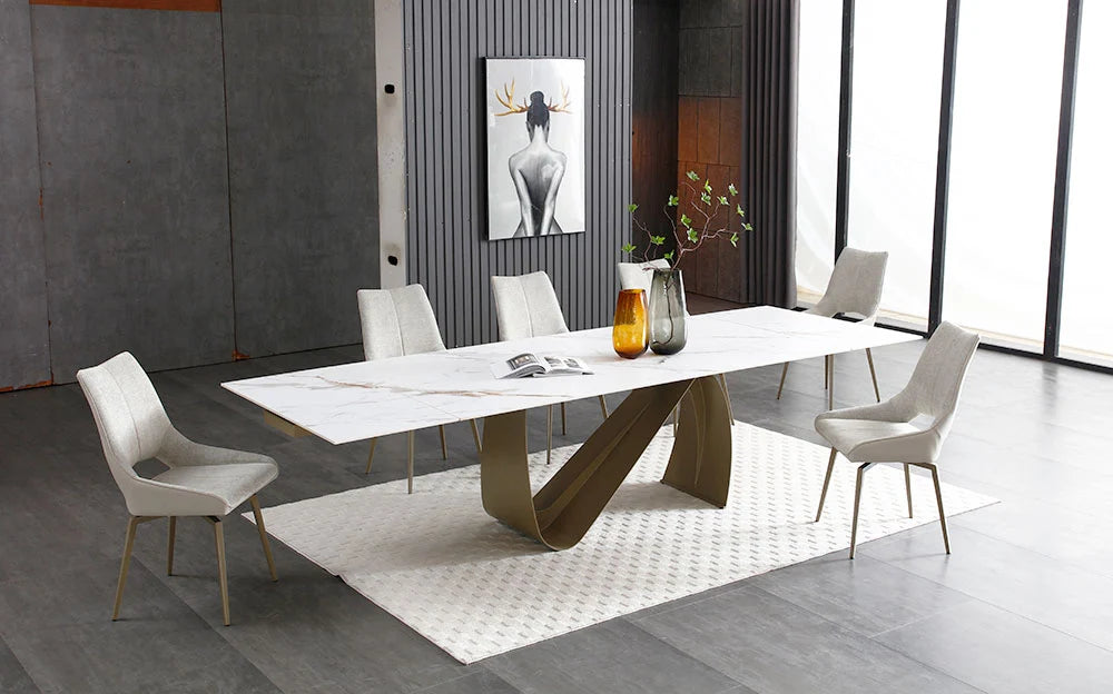 Luxury Modern Calista Ceramic Dining Table European Style for Villa