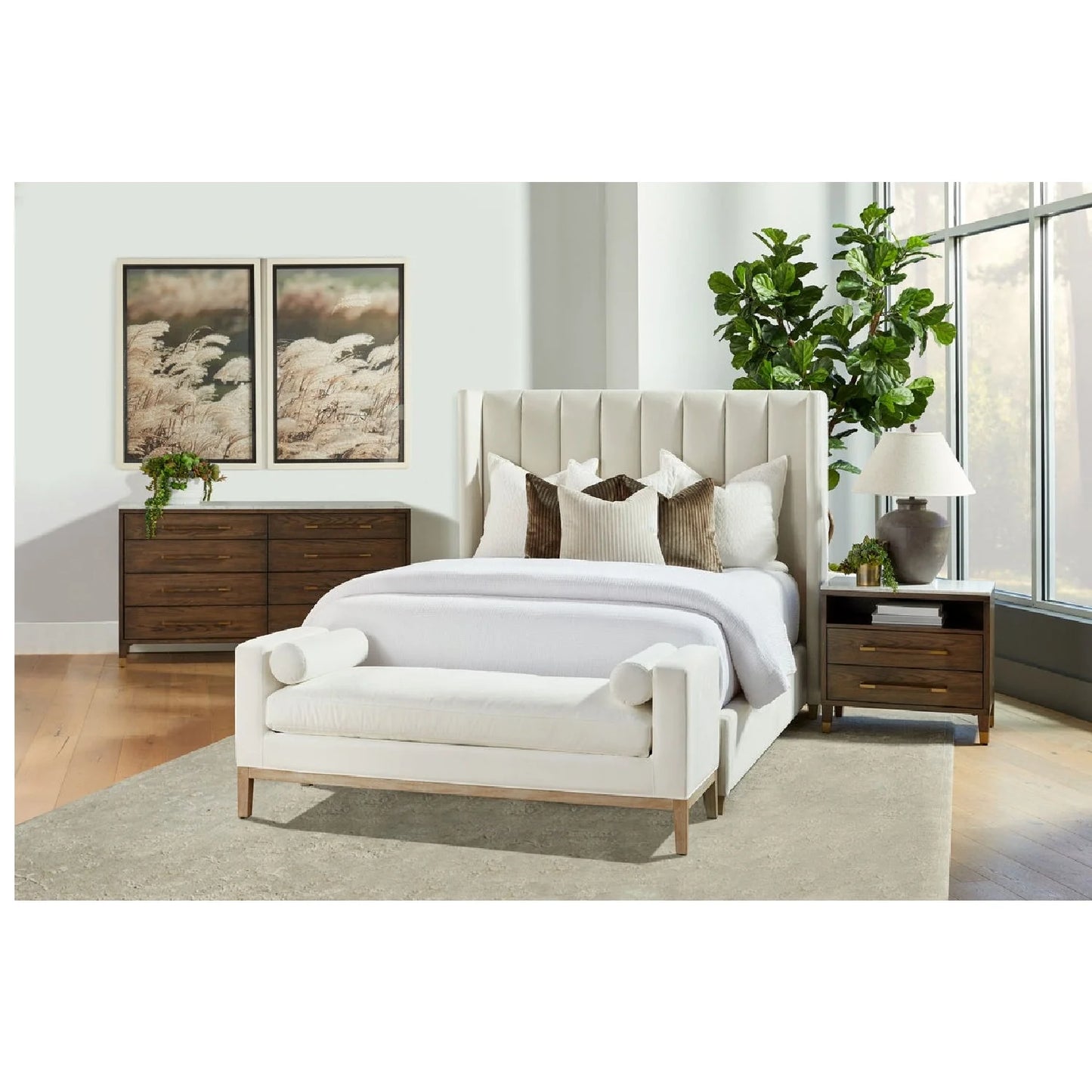 Luxury Modern Cambria 2-Drawer Nightstand European Style for Villa