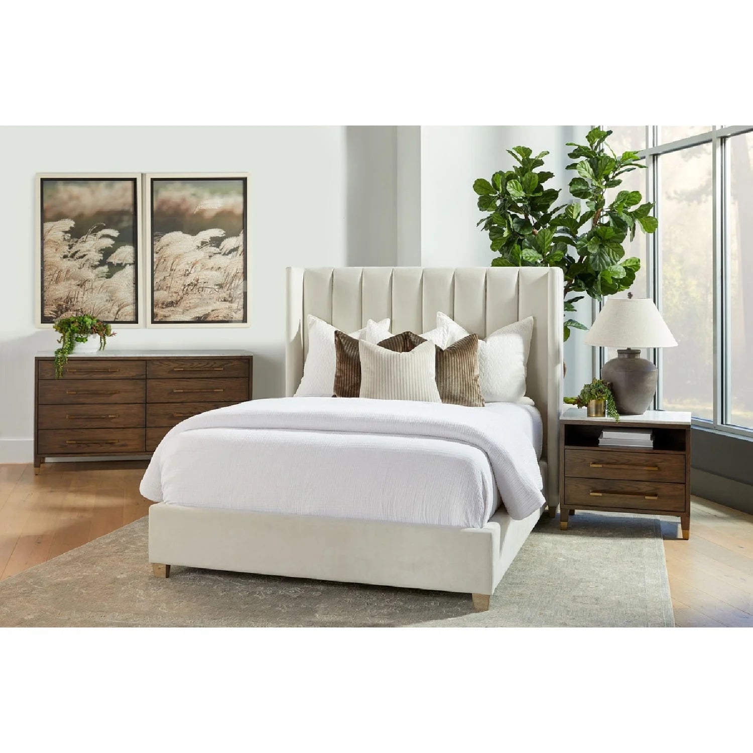Luxury Modern Cambria 2-Drawer Nightstand European Style for Villa