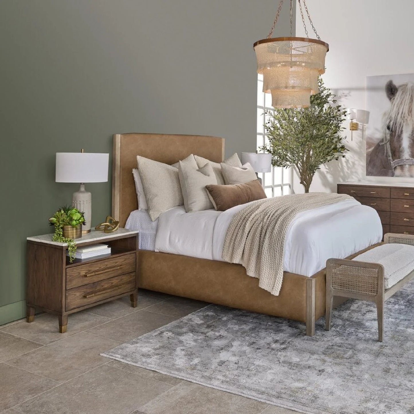 Luxury Modern Cambria 2-Drawer Nightstand European Style for Villa