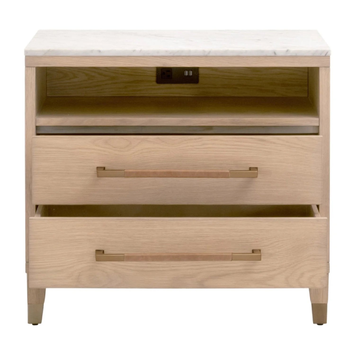Luxury Modern Cambria 2-Drawer Nightstand European Style for Villa