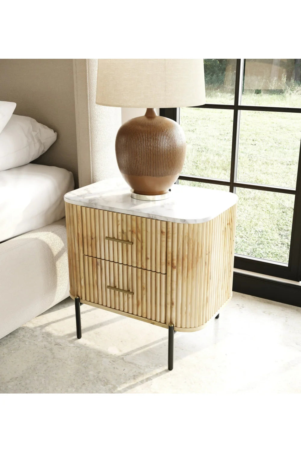 Luxury Modern Cambridge 2-Drawer Nightstand European Style for Villa