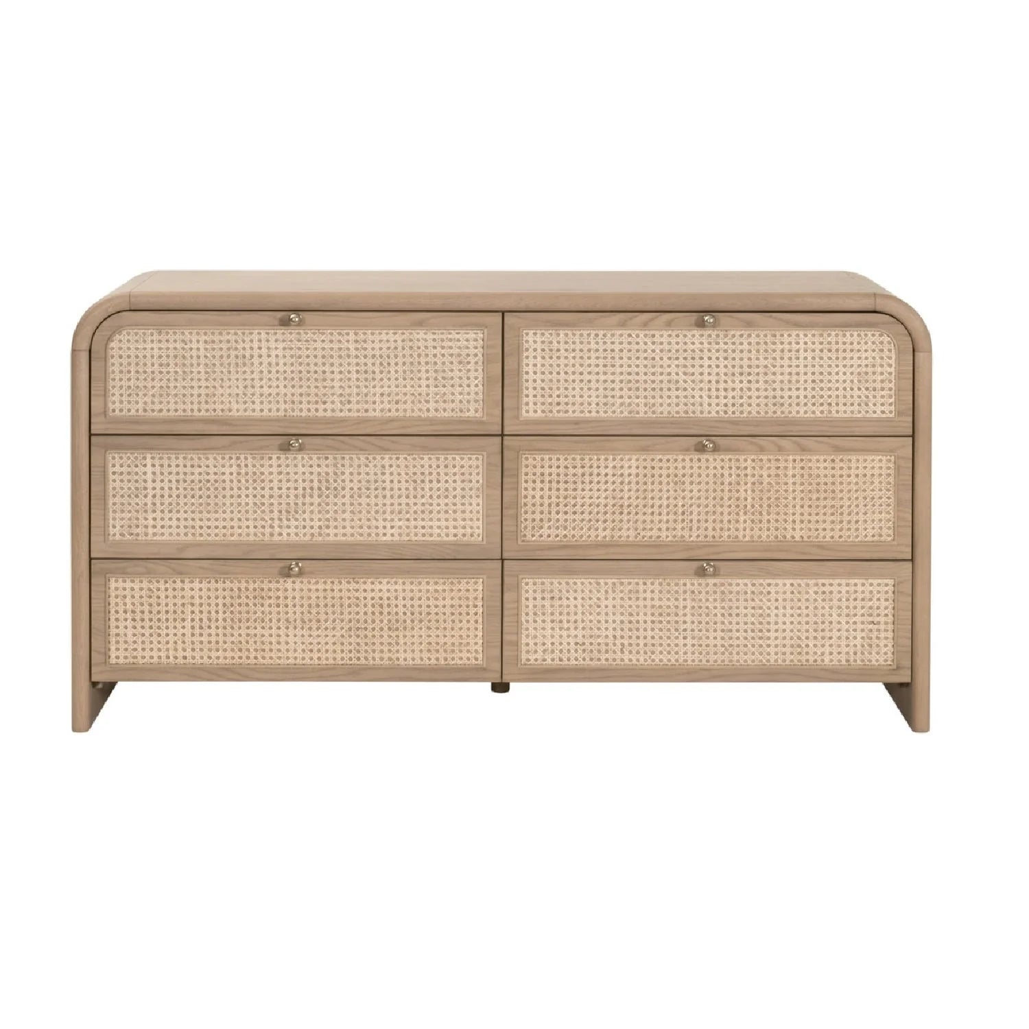 Luxury Modern Cane Detail 6-Drawer Dresser European Style for Villa