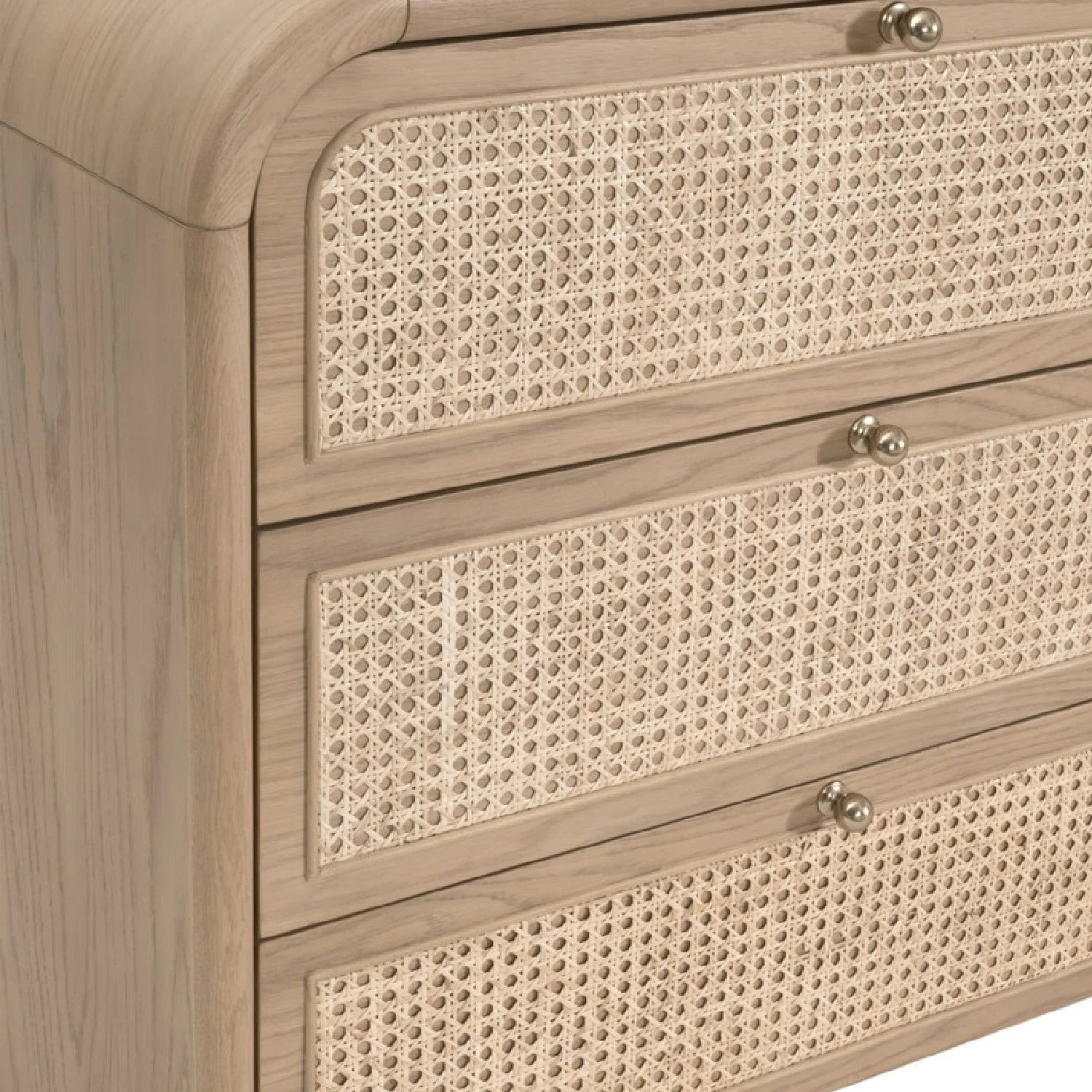 Luxury Modern Cane Detail 6-Drawer Dresser European Style for Villa