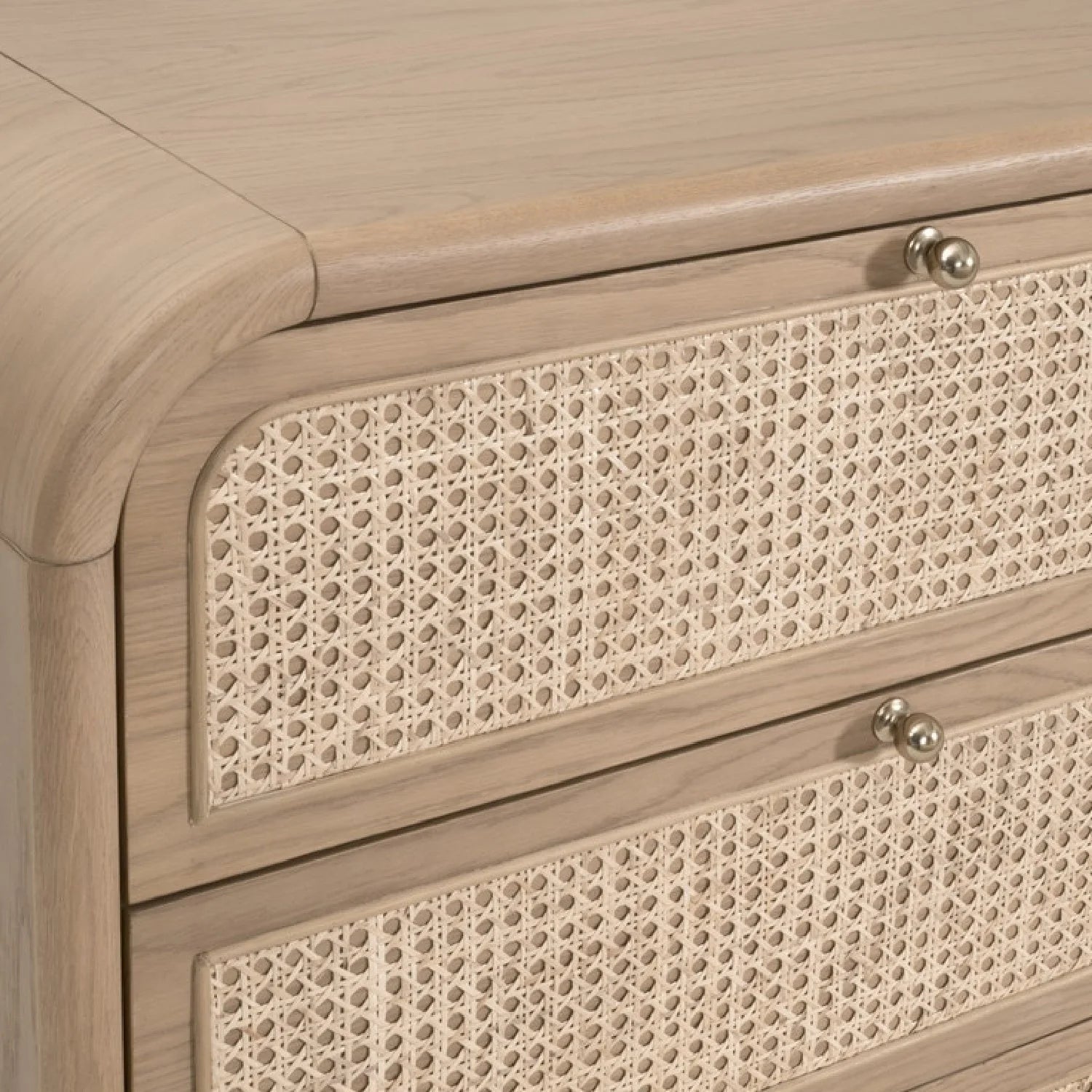 Luxury Modern Cane Detail 6-Drawer Dresser European Style for Villa