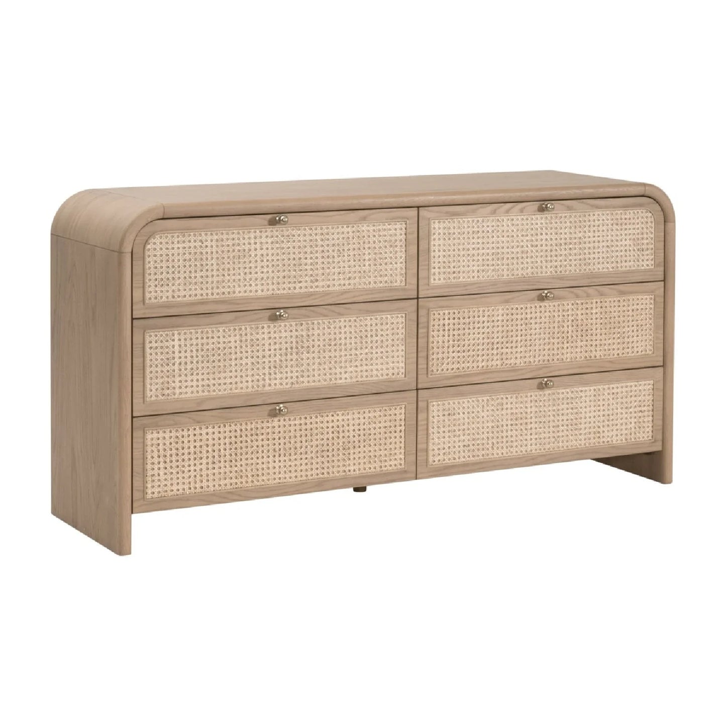 Luxury Modern Cane Detail 6-Drawer Dresser European Style for Villa