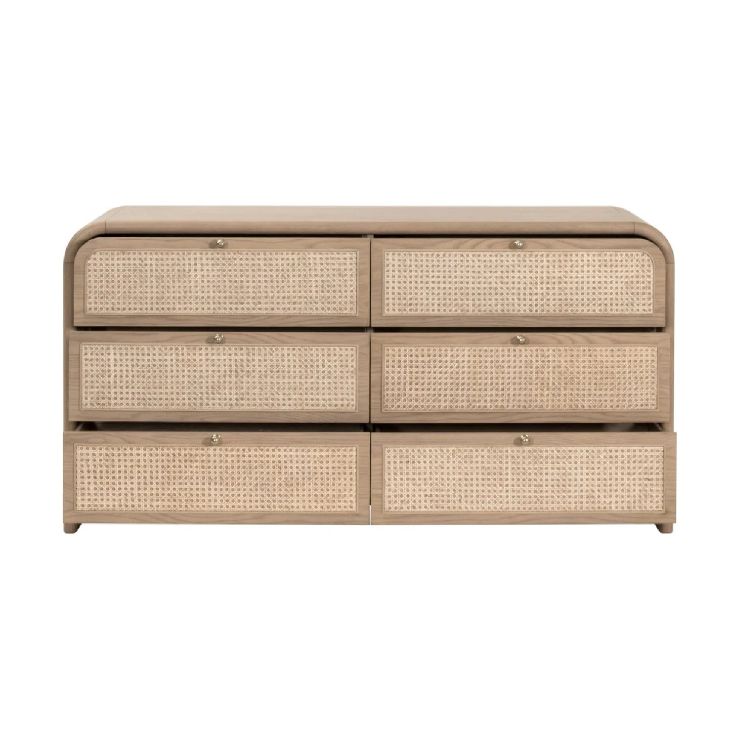 Luxury Modern Cane Detail 6-Drawer Dresser European Style for Villa