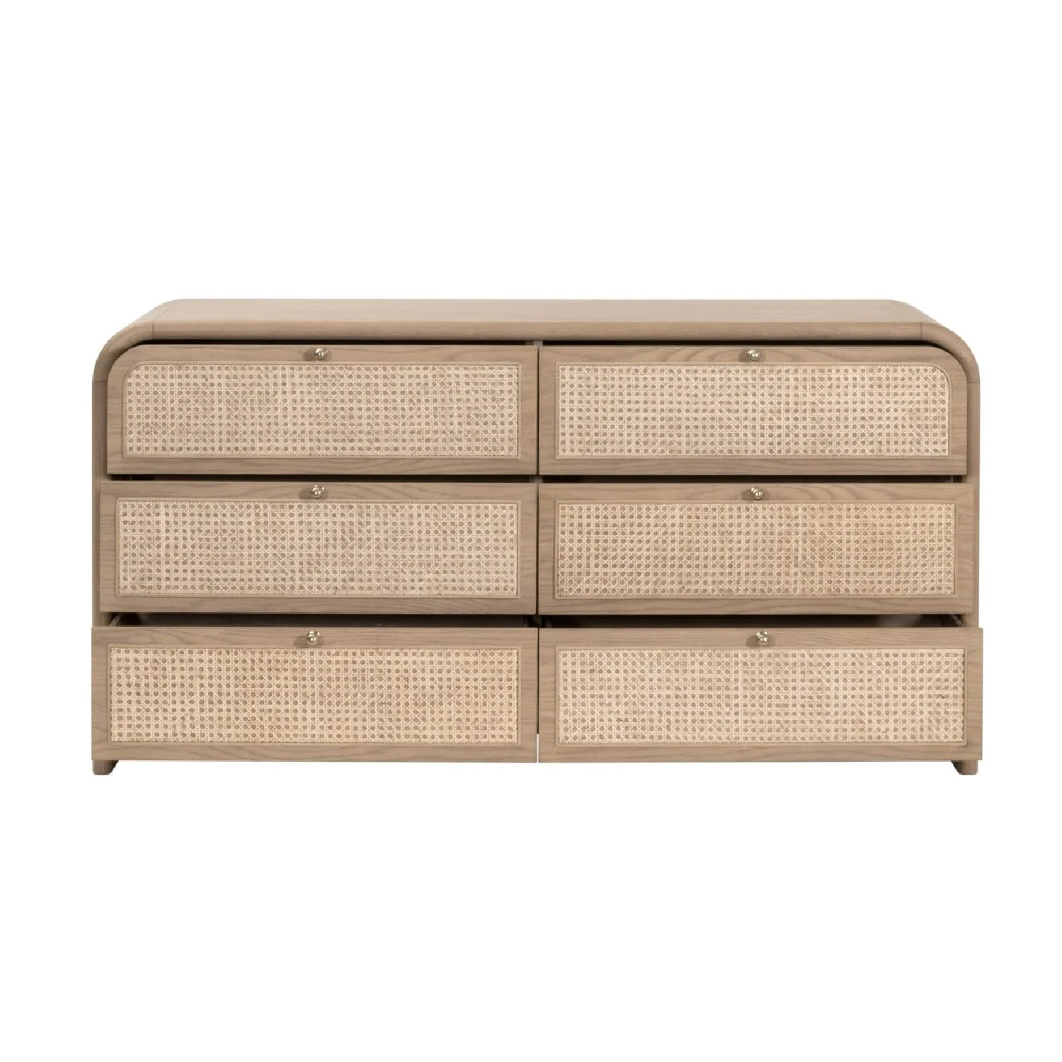Luxury Modern Cane Detail 6-Drawer Dresser European Style for Villa