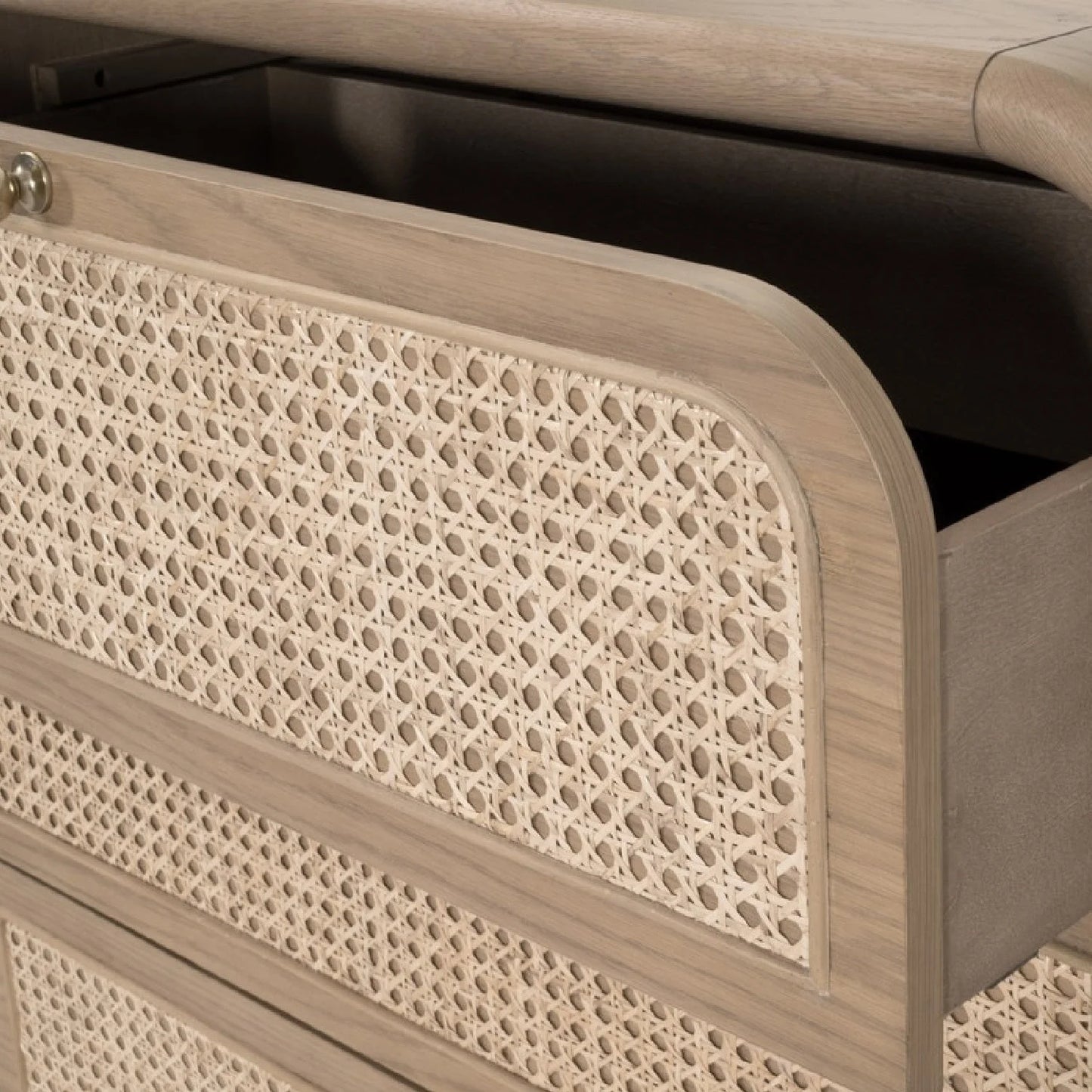 Luxury Modern Cane Detail 6-Drawer Dresser European Style for Villa