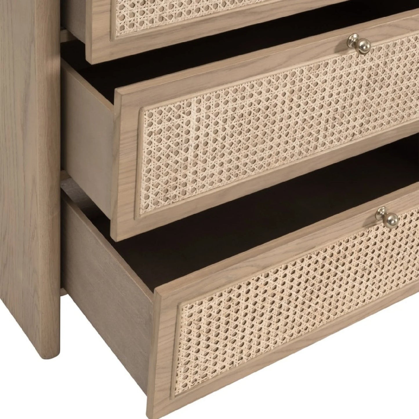 Luxury Modern Cane Detail 6-Drawer Dresser European Style for Villa