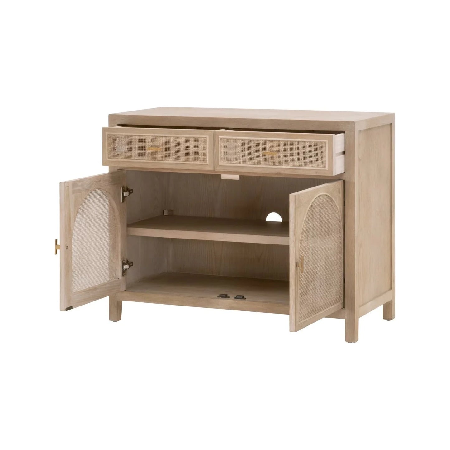 Luxury Modern Cane Oak Wood 2-Door Cabinet European Style for Villa