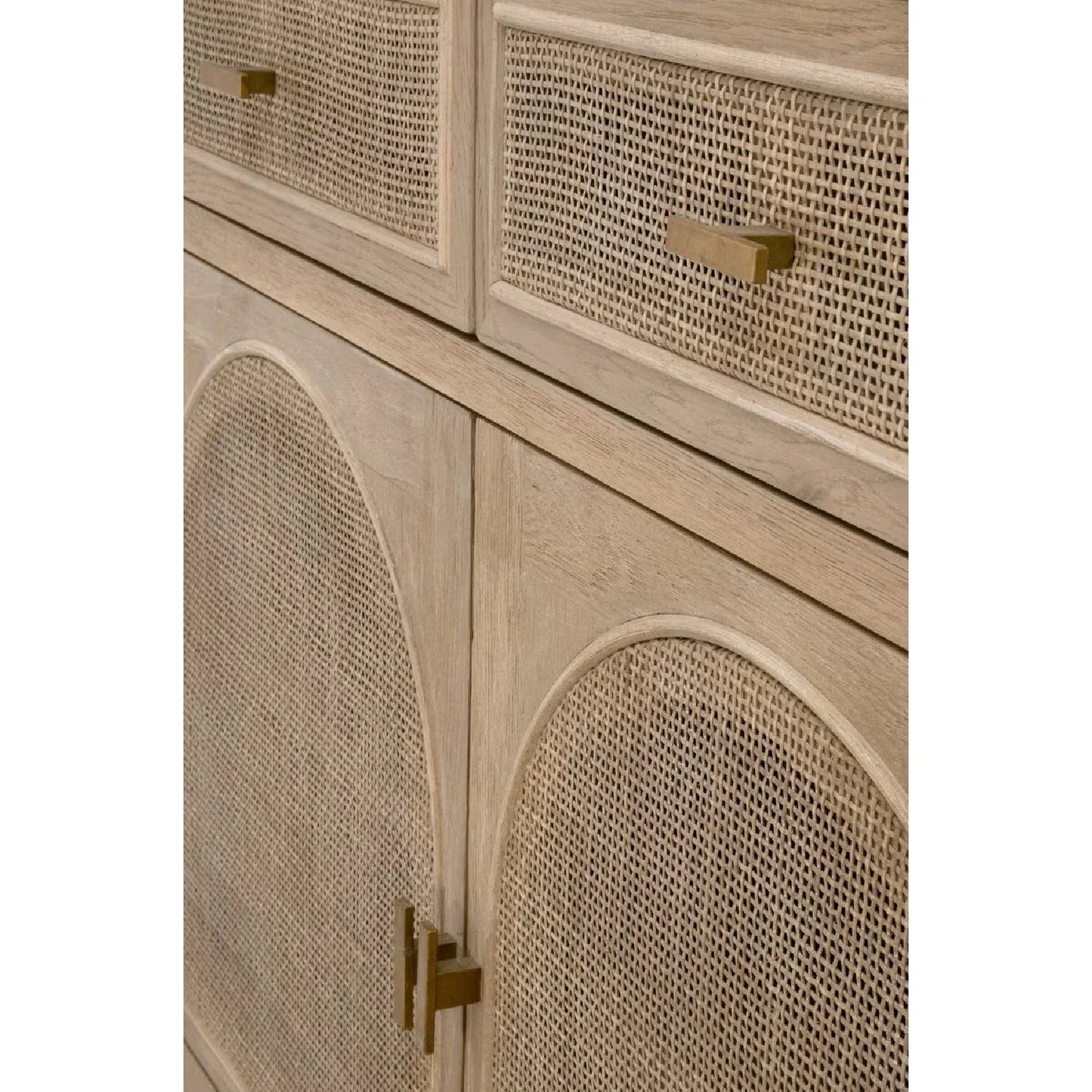 Luxury Modern Cane Oak Wood 2-Door Cabinet European Style for Villa