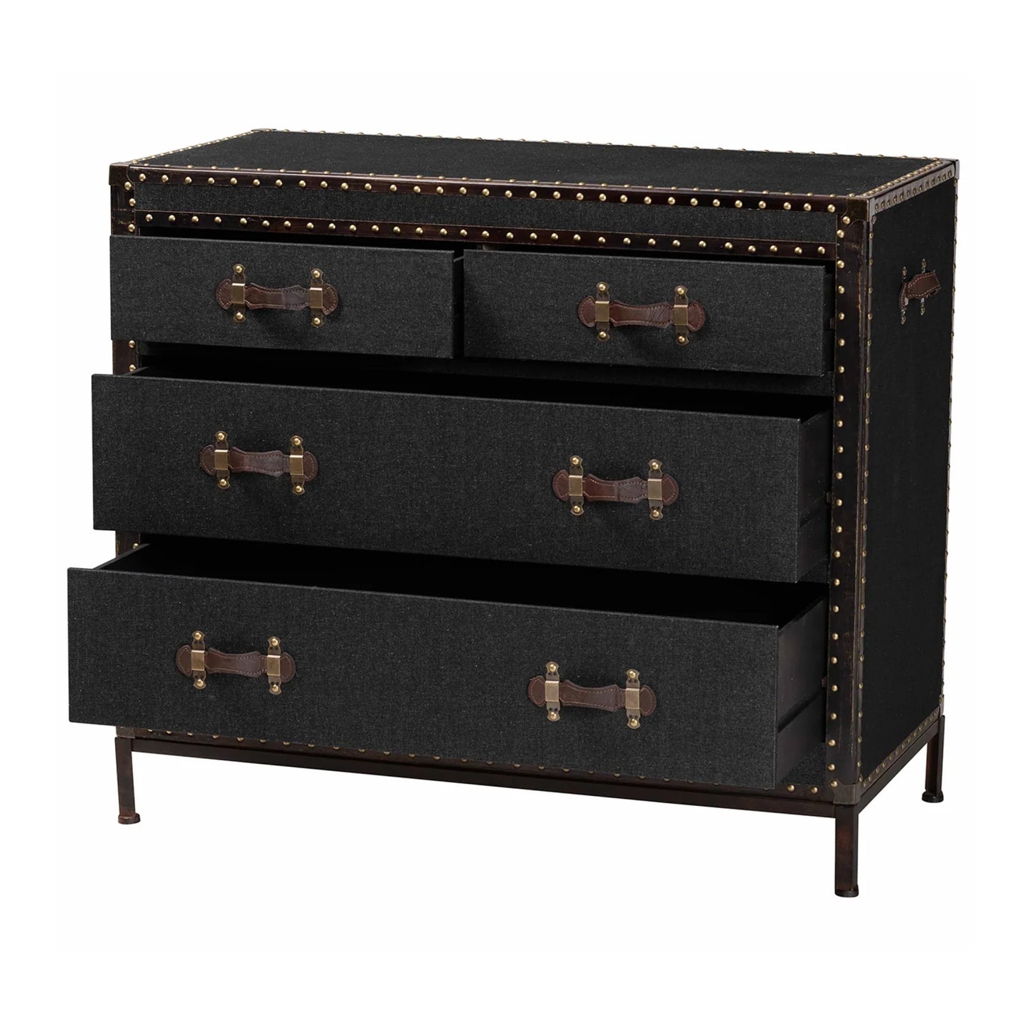 Luxury Modern Canvas Wood 4-Drawer Cabinet European Style for Villa