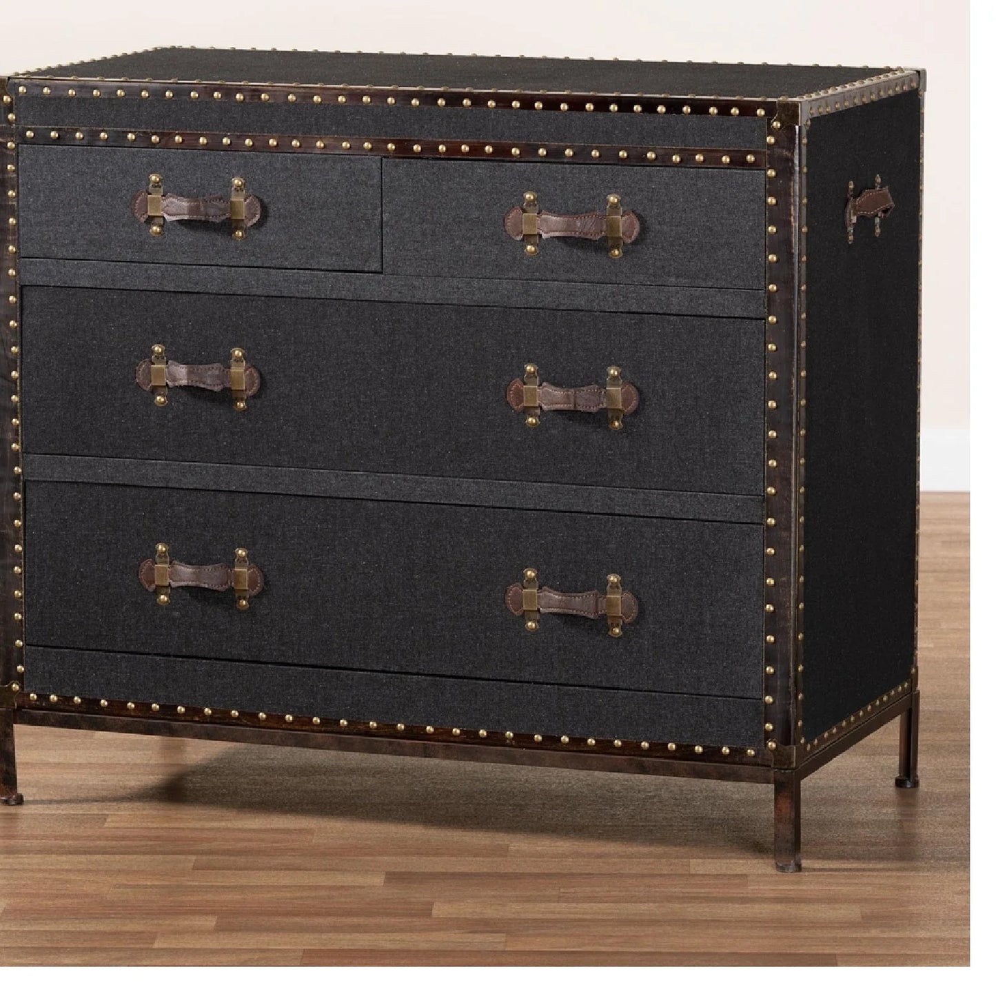Luxury Modern Canvas Wood 4-Drawer Cabinet European Style for Villa