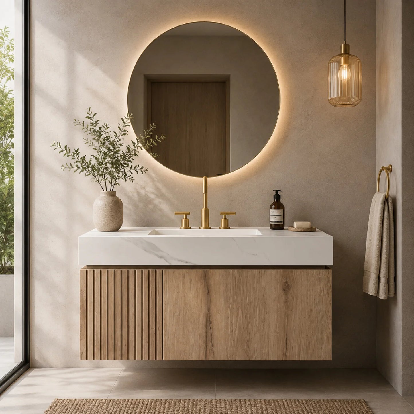 Luxury Modern Carrara Sintered Stone Vanity European Style for Villa