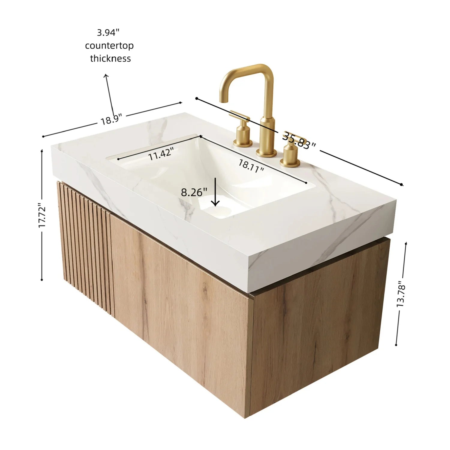 Luxury Modern Carrara Sintered Stone Vanity European Style for Villa