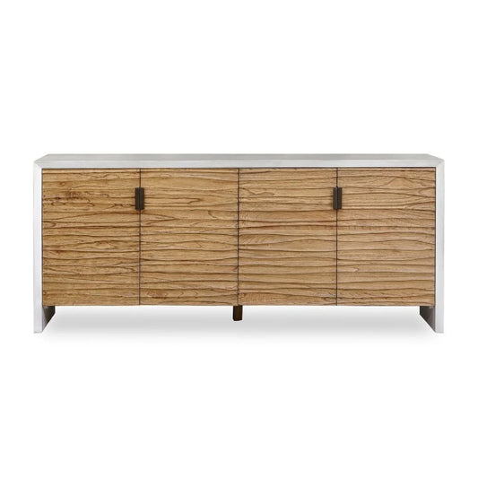 Luxury Modern Carved Mindi Wood 4-Door Cabinet European Style for Villa