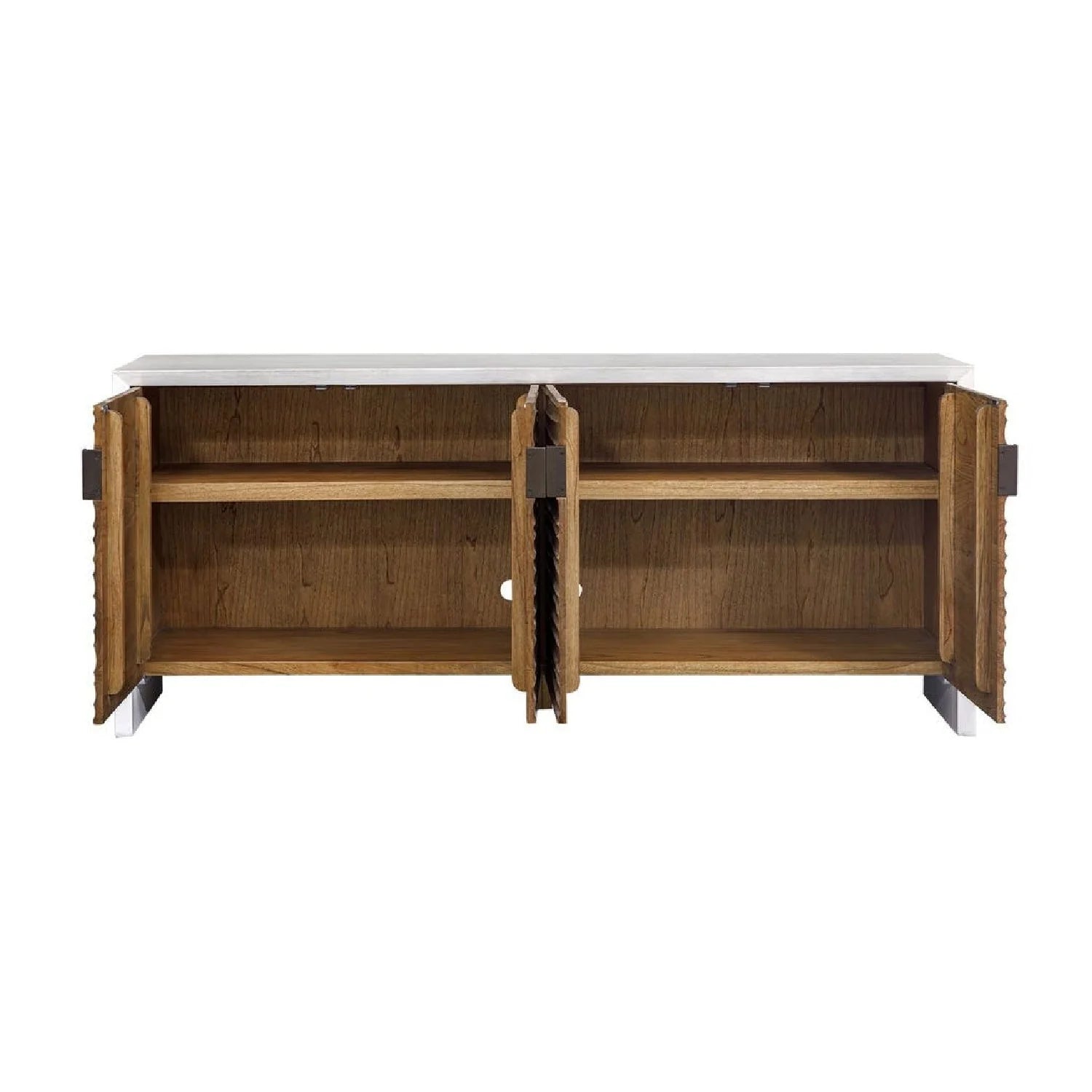 Luxury Modern Carved Mindi Wood 4-Door Cabinet European Style for Villa