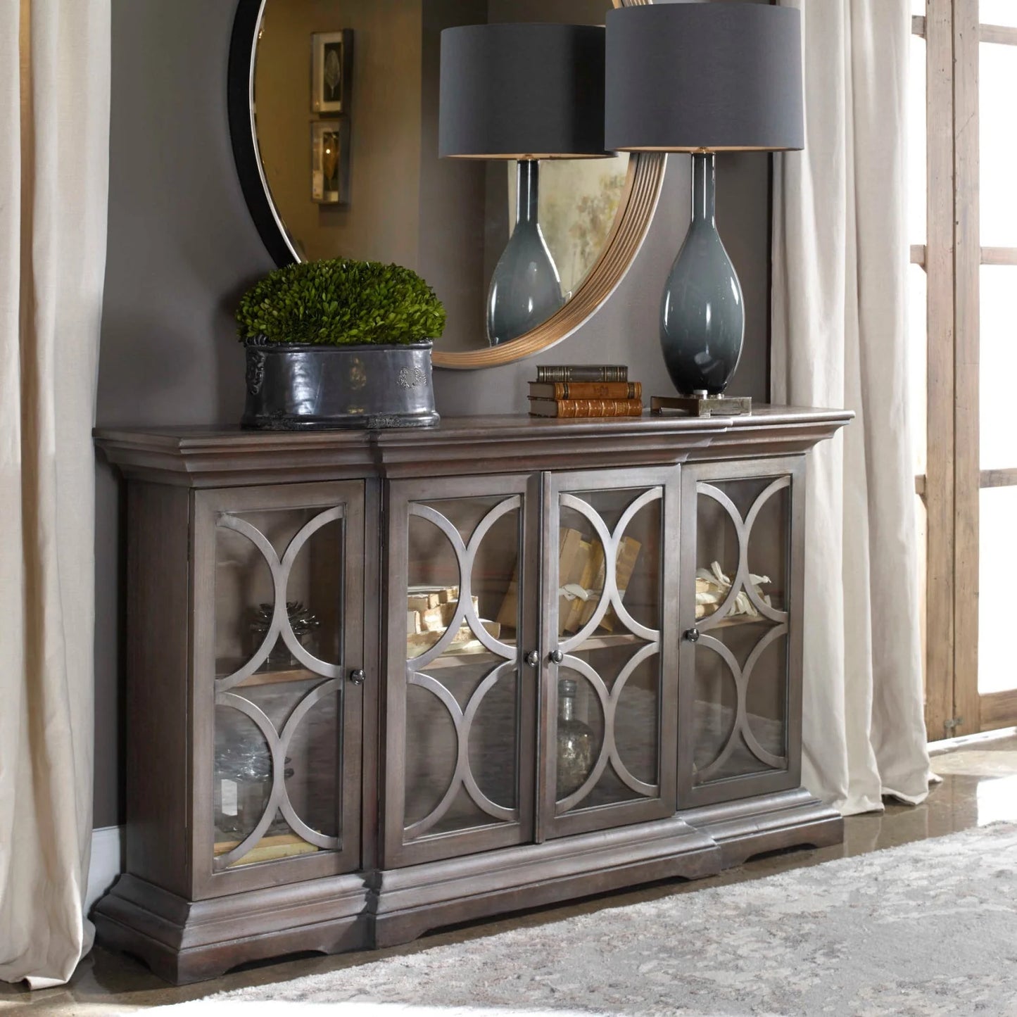 Luxury Modern Carved Wooden Cabinet European Style for Villa