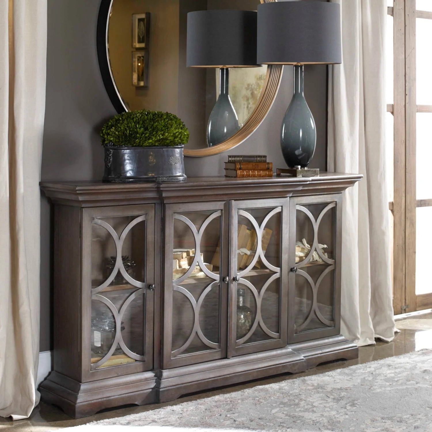 Luxury Modern Carved Wooden Cabinet European Style for Villa