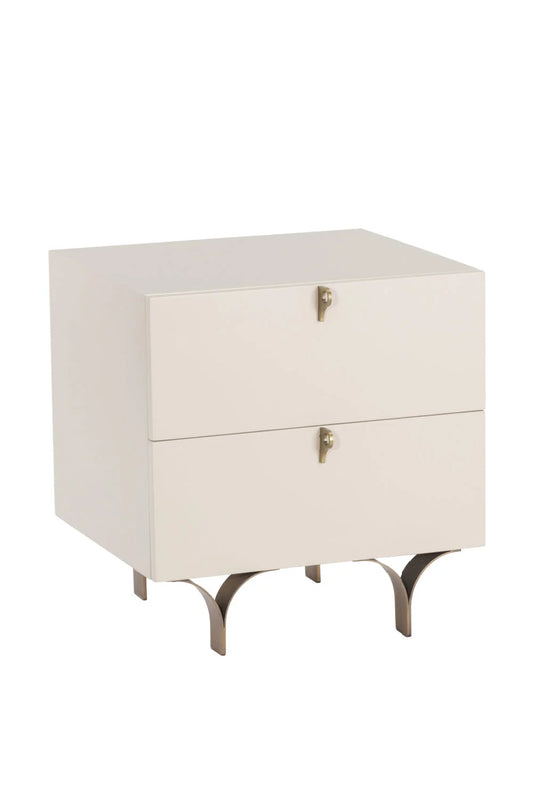 Luxury Modern Celine Cream 2-Drawer Nightstand European Style for Villa