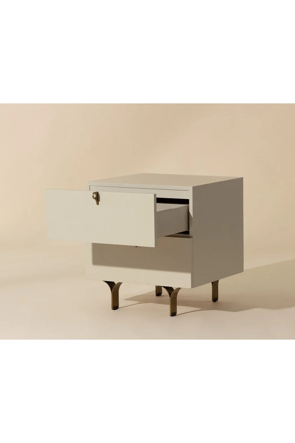 Luxury Modern Celine Cream 2-Drawer Nightstand European Style for Villa
