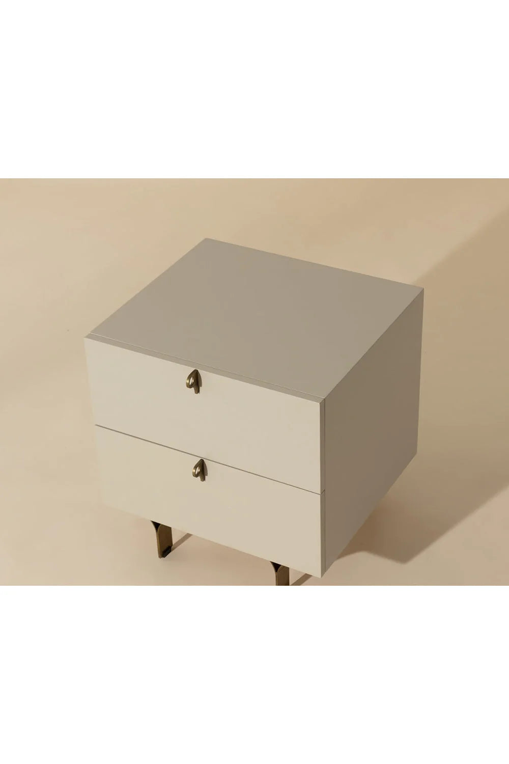 Luxury Modern Celine Cream 2-Drawer Nightstand European Style for Villa