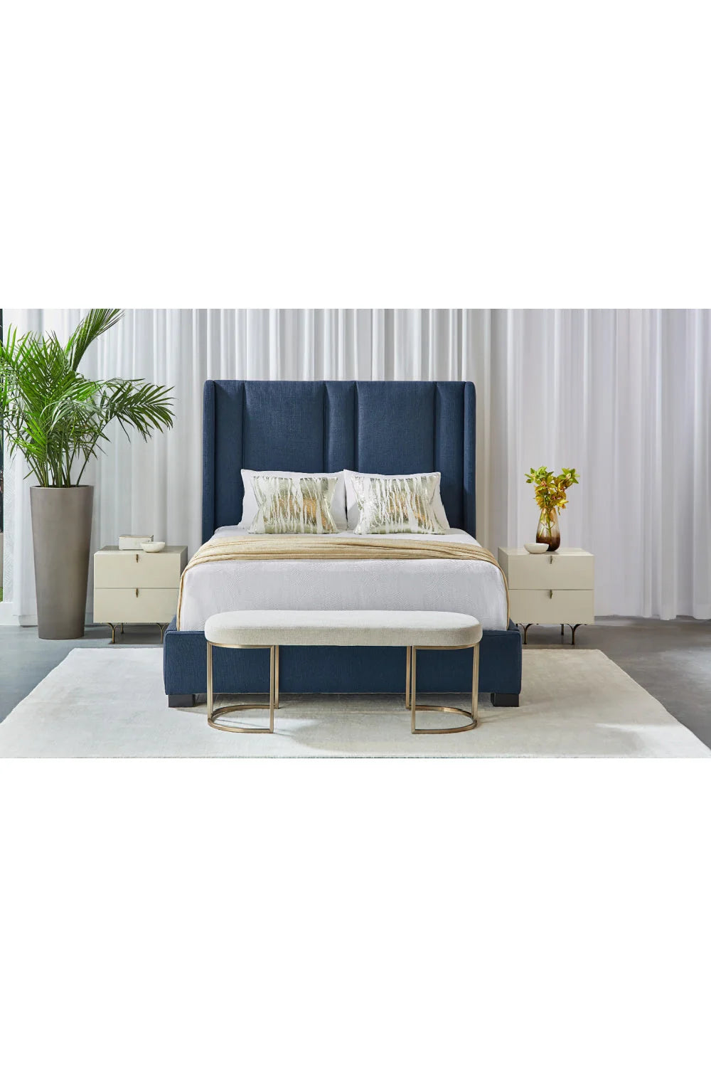 Luxury Modern Celine Cream 2-Drawer Nightstand European Style for Villa