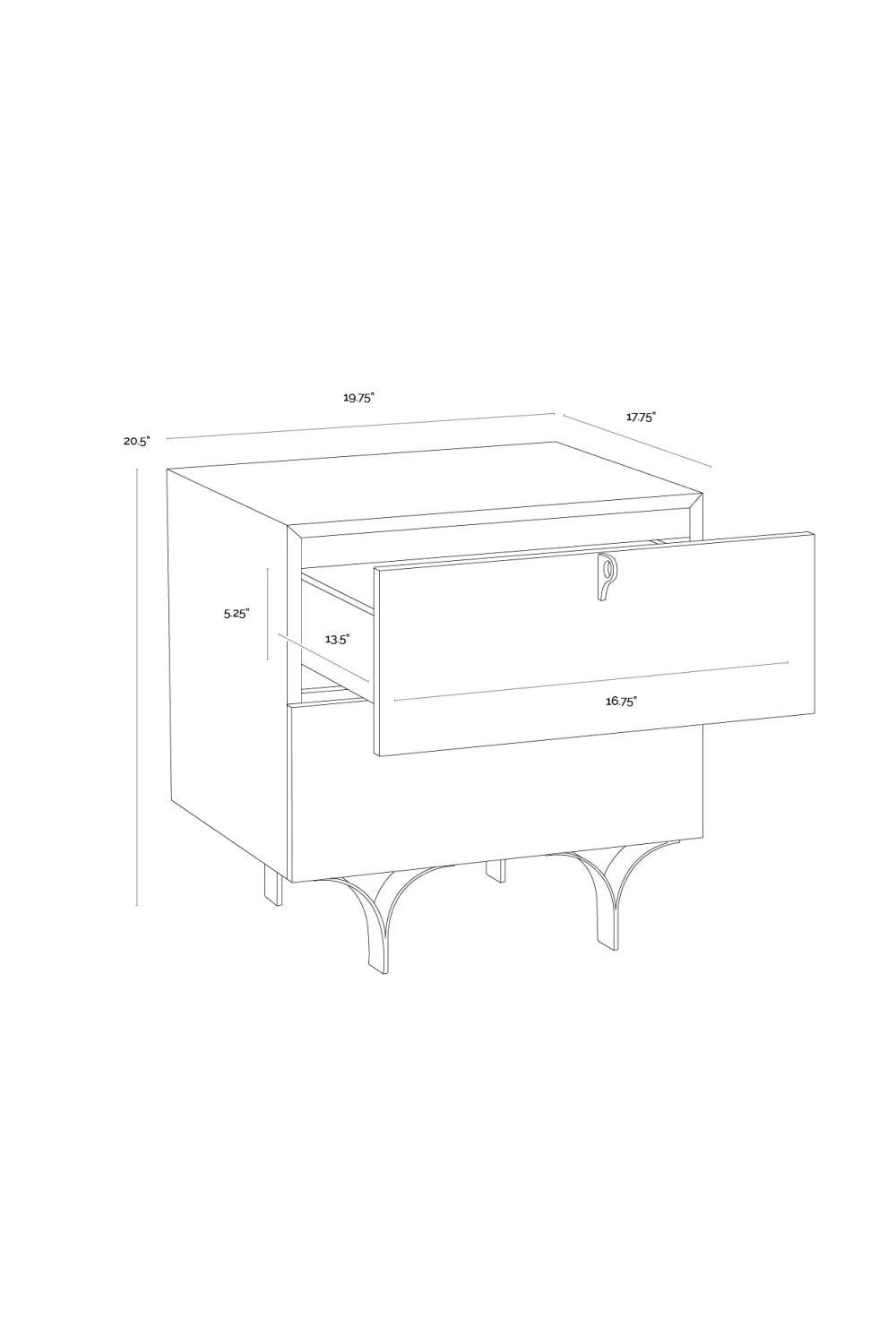 Luxury Modern Celine Cream 2-Drawer Nightstand European Style for Villa