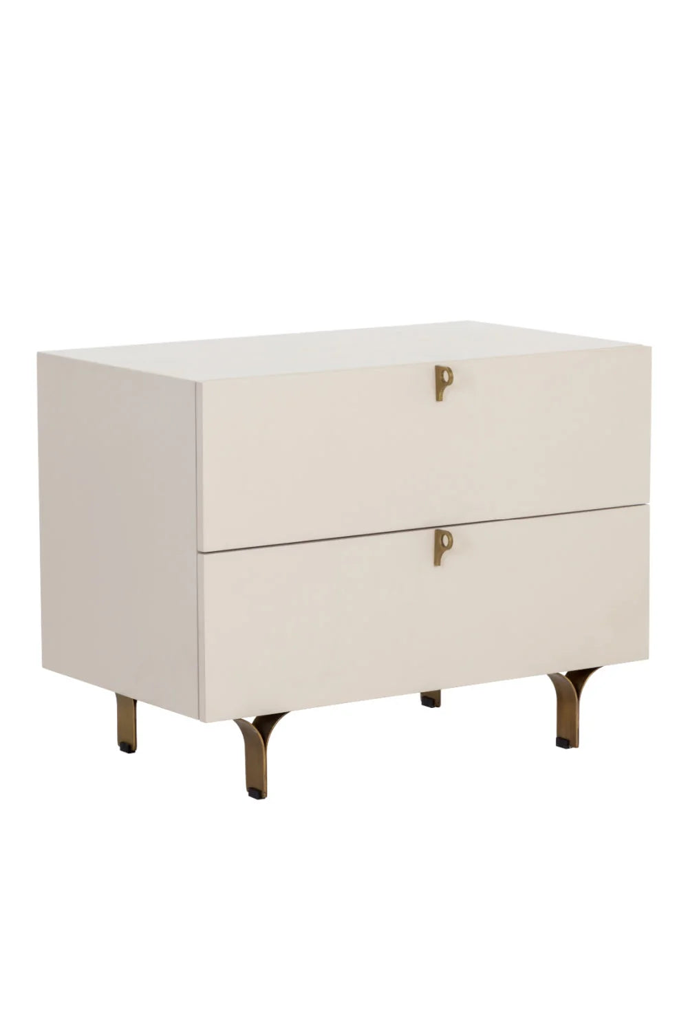 Luxury Modern Celine Cream 2-Drawer Nightstand European Style for Villa