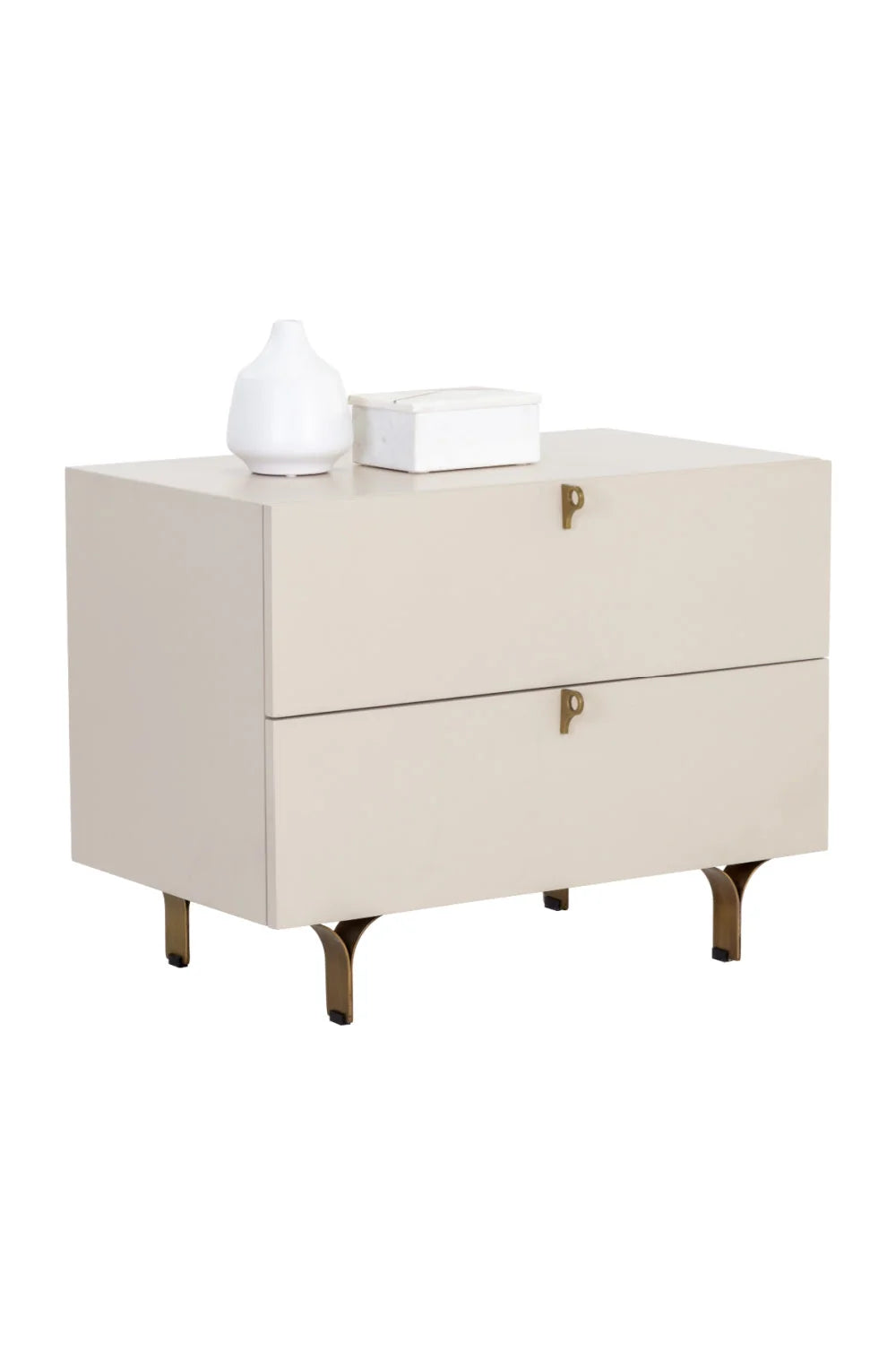 Luxury Modern Celine Cream 2-Drawer Nightstand European Style for Villa