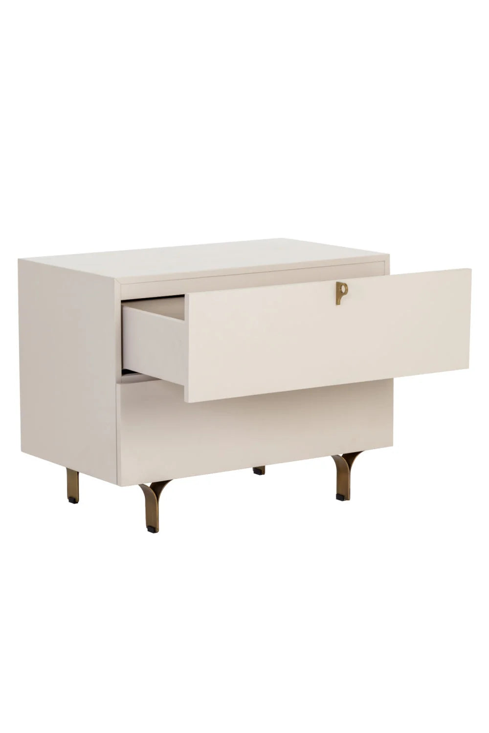 Luxury Modern Celine Cream 2-Drawer Nightstand European Style for Villa