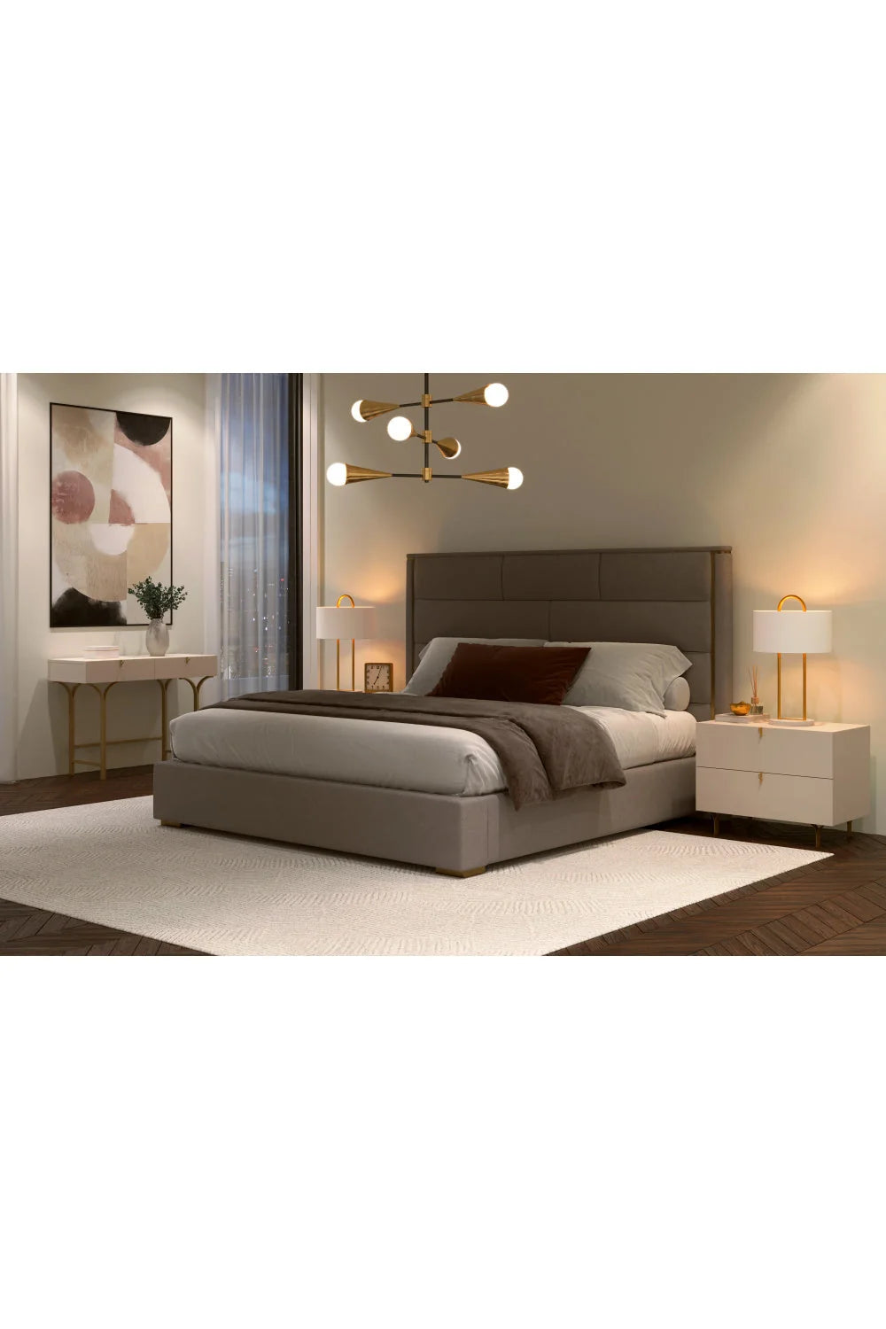 Luxury Modern Celine Cream 2-Drawer Nightstand European Style for Villa
