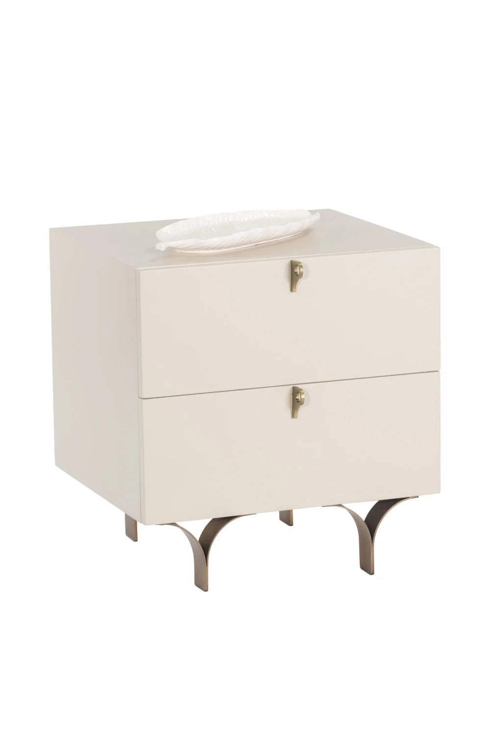 Luxury Modern Celine Cream 2-Drawer Nightstand European Style for Villa