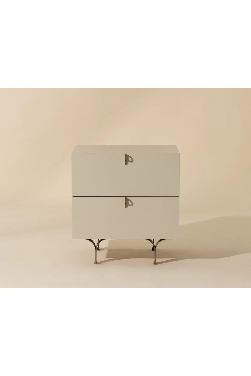 Luxury Modern Celine Cream 2-Drawer Nightstand European Style for Villa