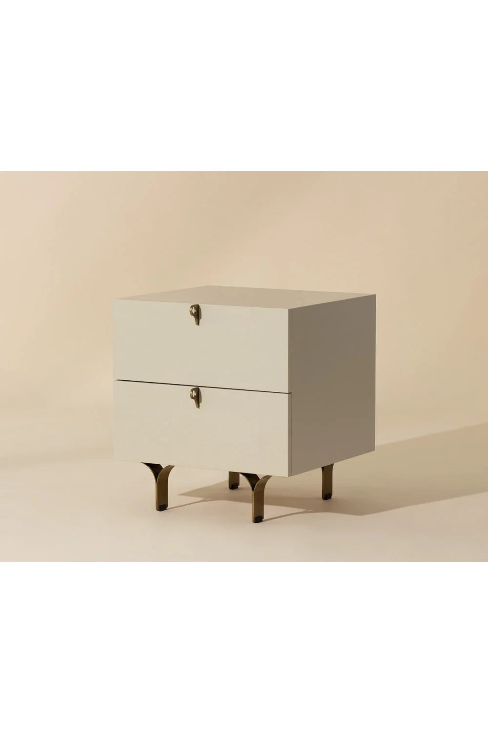 Luxury Modern Celine Cream 2-Drawer Nightstand European Style for Villa